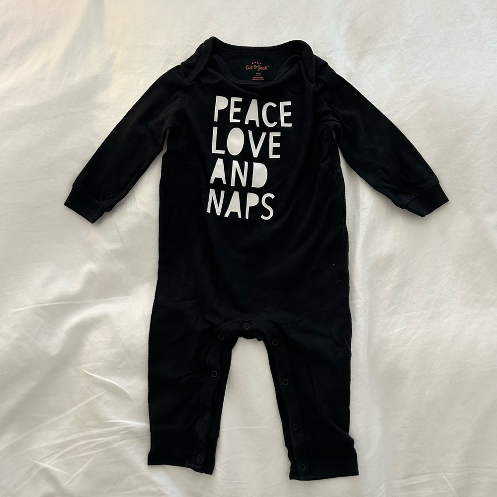 Cat & Jack peace, love and naps onesie 12M